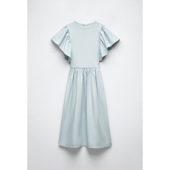 Zara Ruffled Sleeve Dress Light Green - Picture 5 of 6